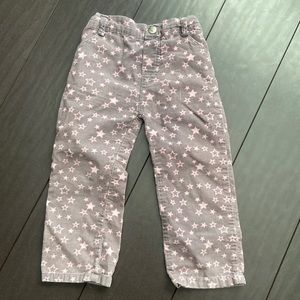 Baby girl pink star print gray corduroy straight pants size 24M EUC